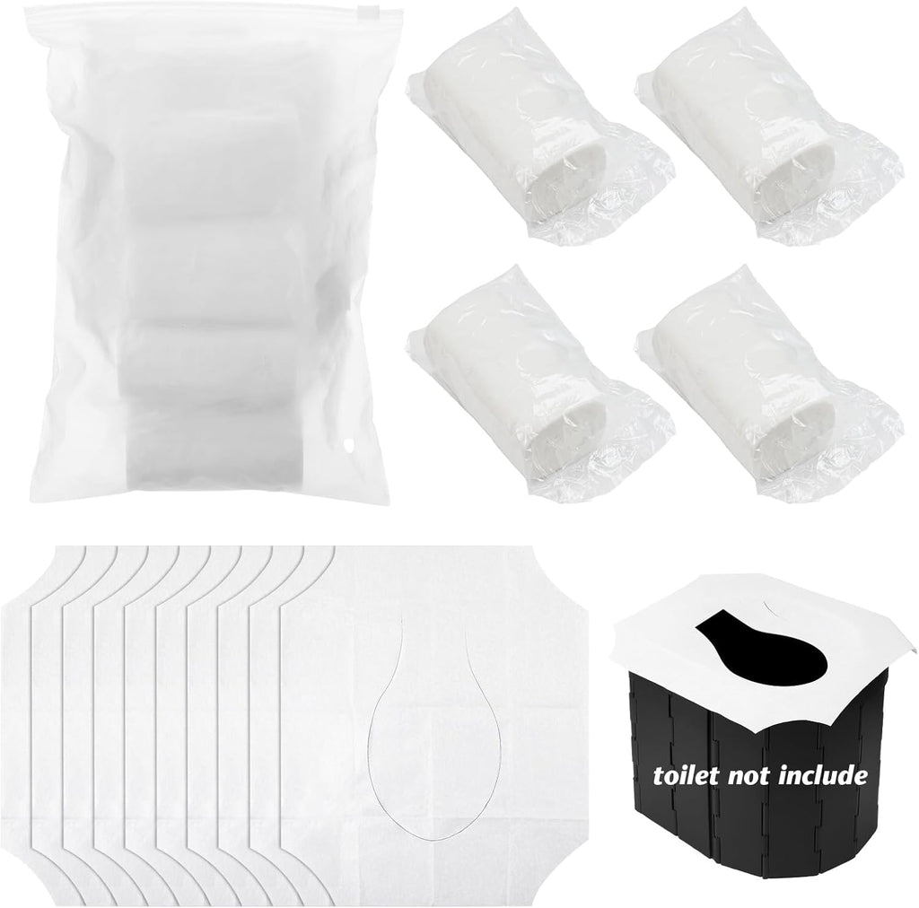 10 Pack Toilet Seat Covers Disposable with 4 Pack Portable Toilet Paper, Large Waterproof Potty