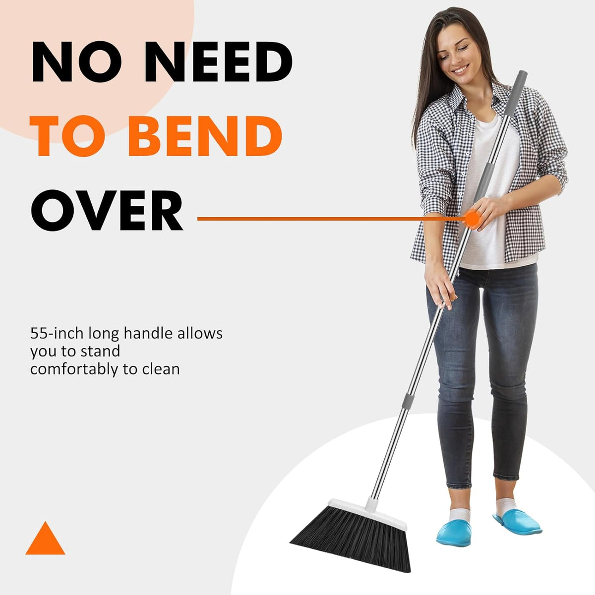 NACENA Heavy Duty Broom, 55 Inch Long Handle Outdoor Large Angle Brooms, Commercial Broom for