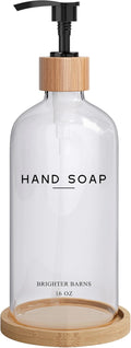 Glass Hand Soap Dispenser Bathroom Set by Brighter Barns - Hand Soap Dispenser for Kitchen Sink &