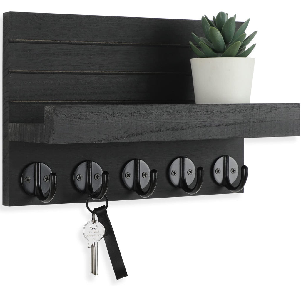 Lwenki Key Holder for Wall, Decorative Key and Mail Holder with Shelf Has Large Hooks for Bags
