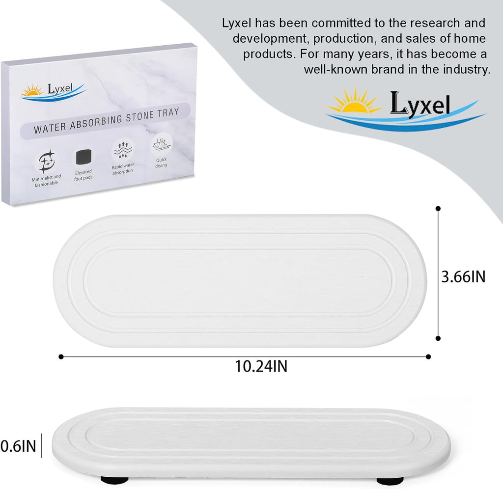 2PCS Water Absorbing Stone Tray, Fast Drying Diatomite Stone Sink Tray, Water Absorbent Diatomite