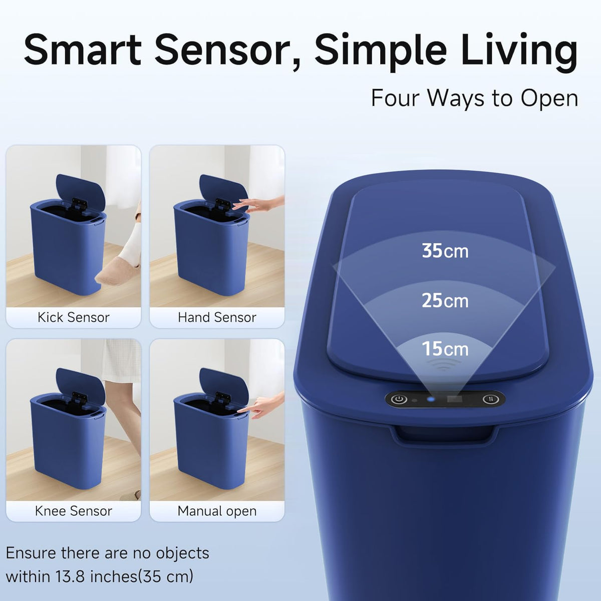 5 Gallon Motion Senor Bathroom Trash Can with Lid, Automatic Garbage Can Touchless, Smart Plastic