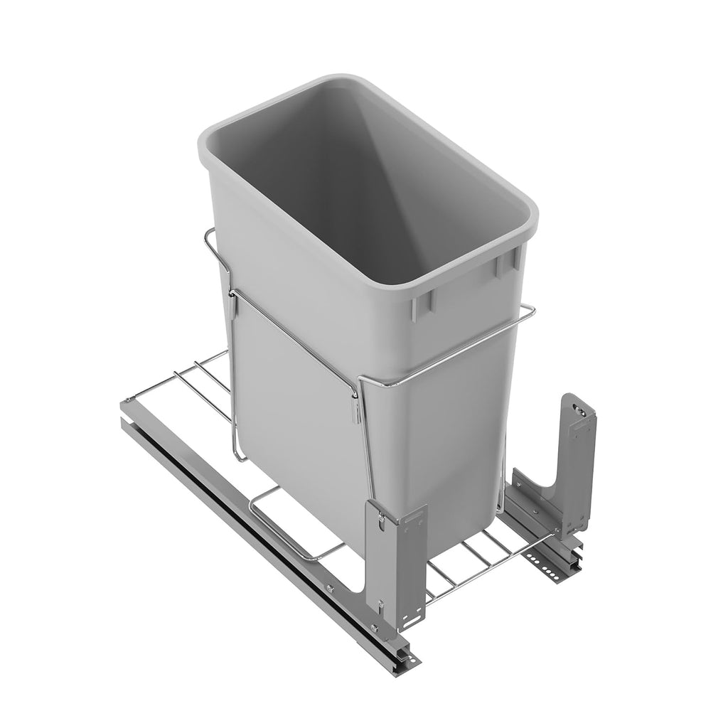 Dowell B15 Aluminum Base Wastebasket Pullout with Door Mount and 50Qt/13Gal Plastic Bin (4012