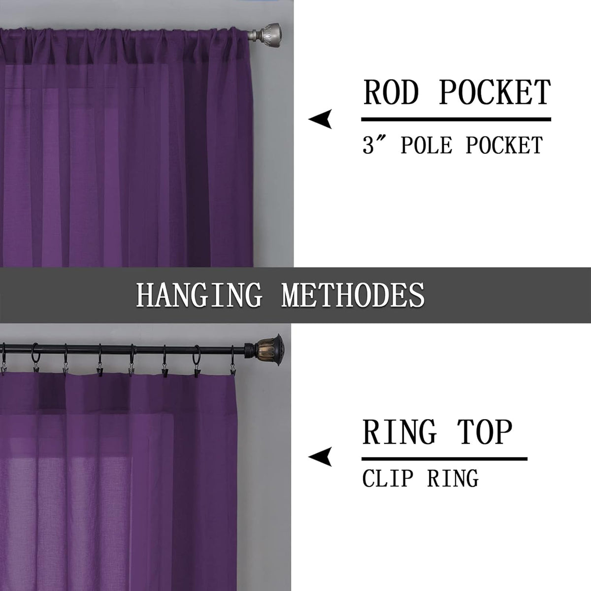 Tollpiz Short Sheer Tier Curtains Linen Textured Half Kitchen Curtain Sheers Light Filtering Rod