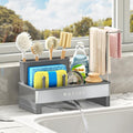 Nacial Sponge Holder for Kitchen Sink, Sink Caddy Organizer with High Brush Holder, Two Towel Racks