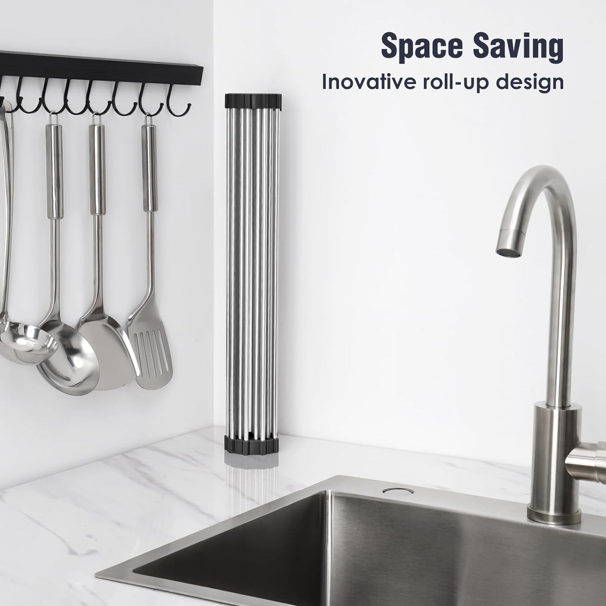 Tomorotec 21" x 15.5" Roll Up Dish Drying Rack Over Sink Drying Rack Sink Cover Kitchen Sink