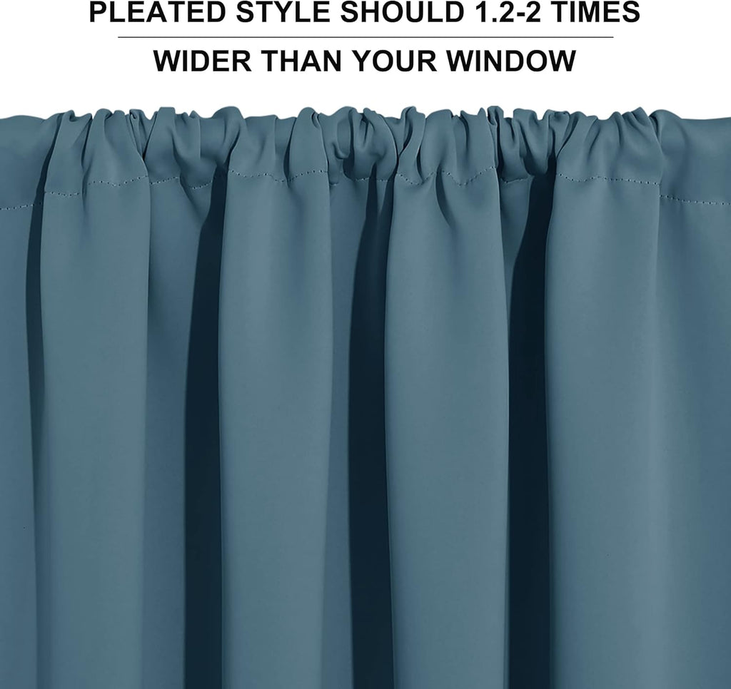 RYB HOME Blue Blackout Curtains for Living Room Thick & Durable Privacy Window Curtains Room
