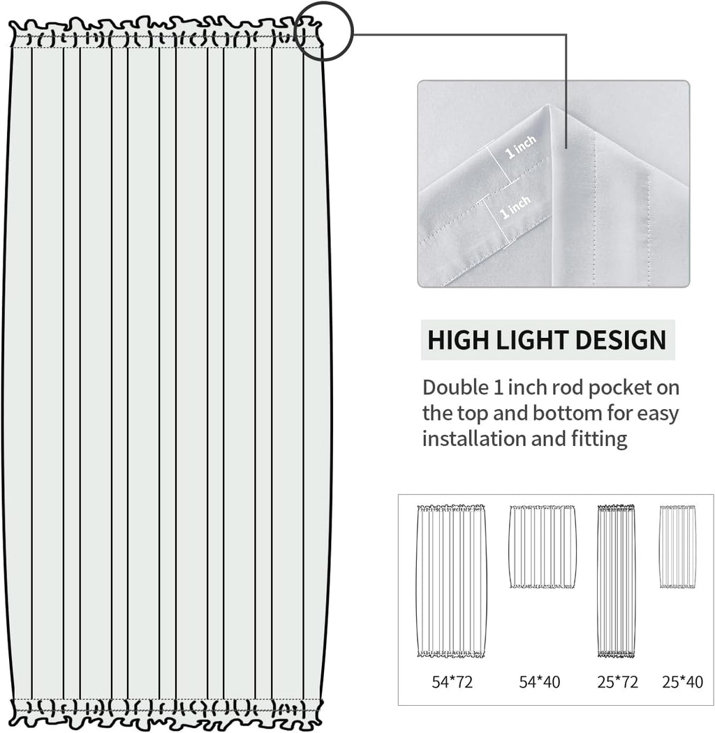 DWCN French Door Curtains – Rod Pocket Thermal Blackout Curtain for Doors with Glass Window