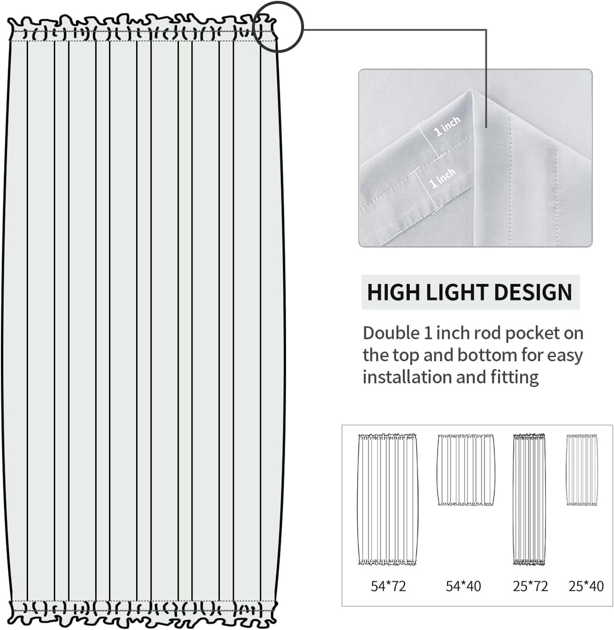 DWCN French Door Curtains – Rod Pocket Thermal Blackout Curtain for Doors with Glass Window