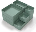 11-Piece Stackable Drawer Organizer Set, Multi-size Desk Drawer Organizer Trays Vanity Storage Bins