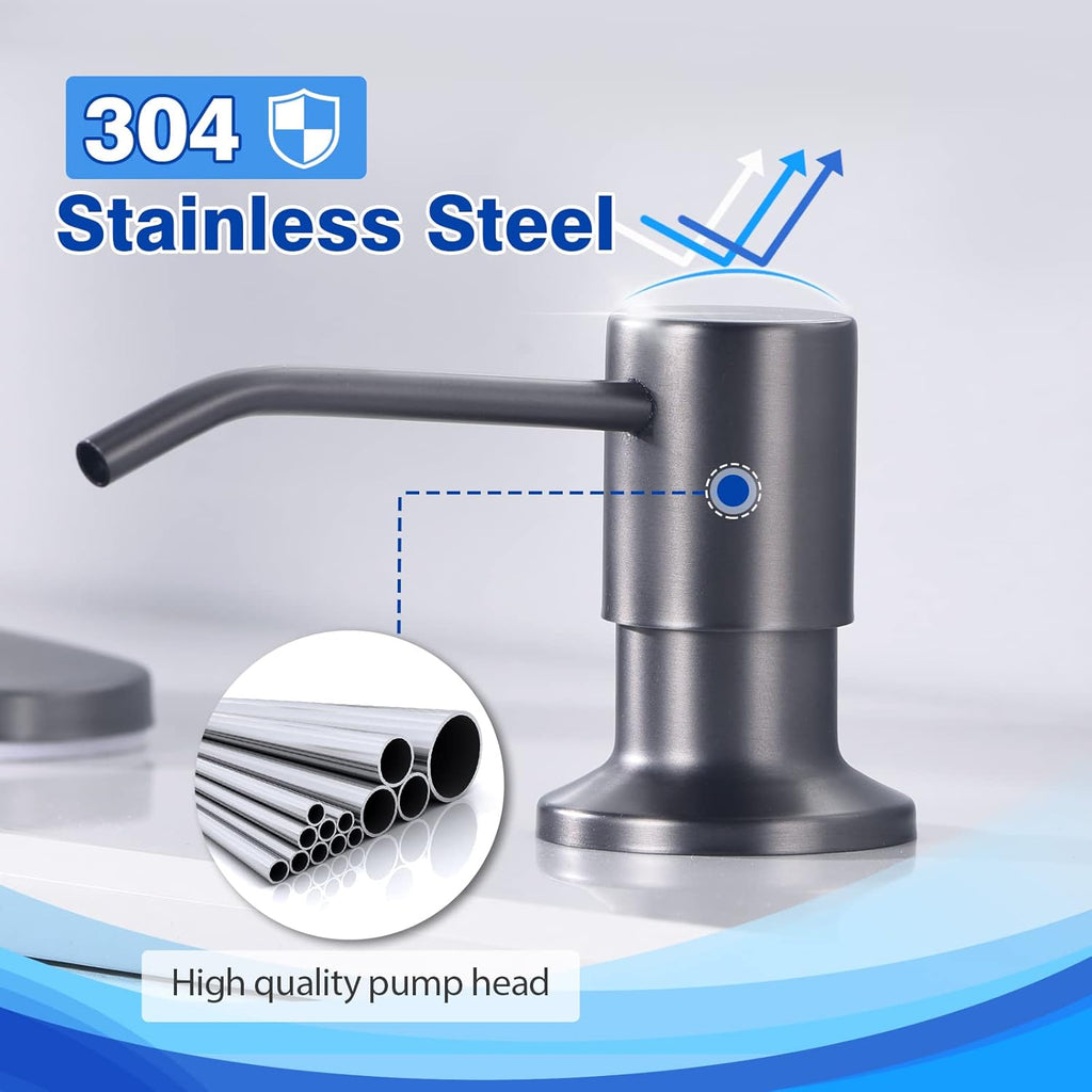 WEWE in Counter Soap Dispenser for Sink, Kitchen Faucet Soap Dispenser Kitchen Sink Matte Gray