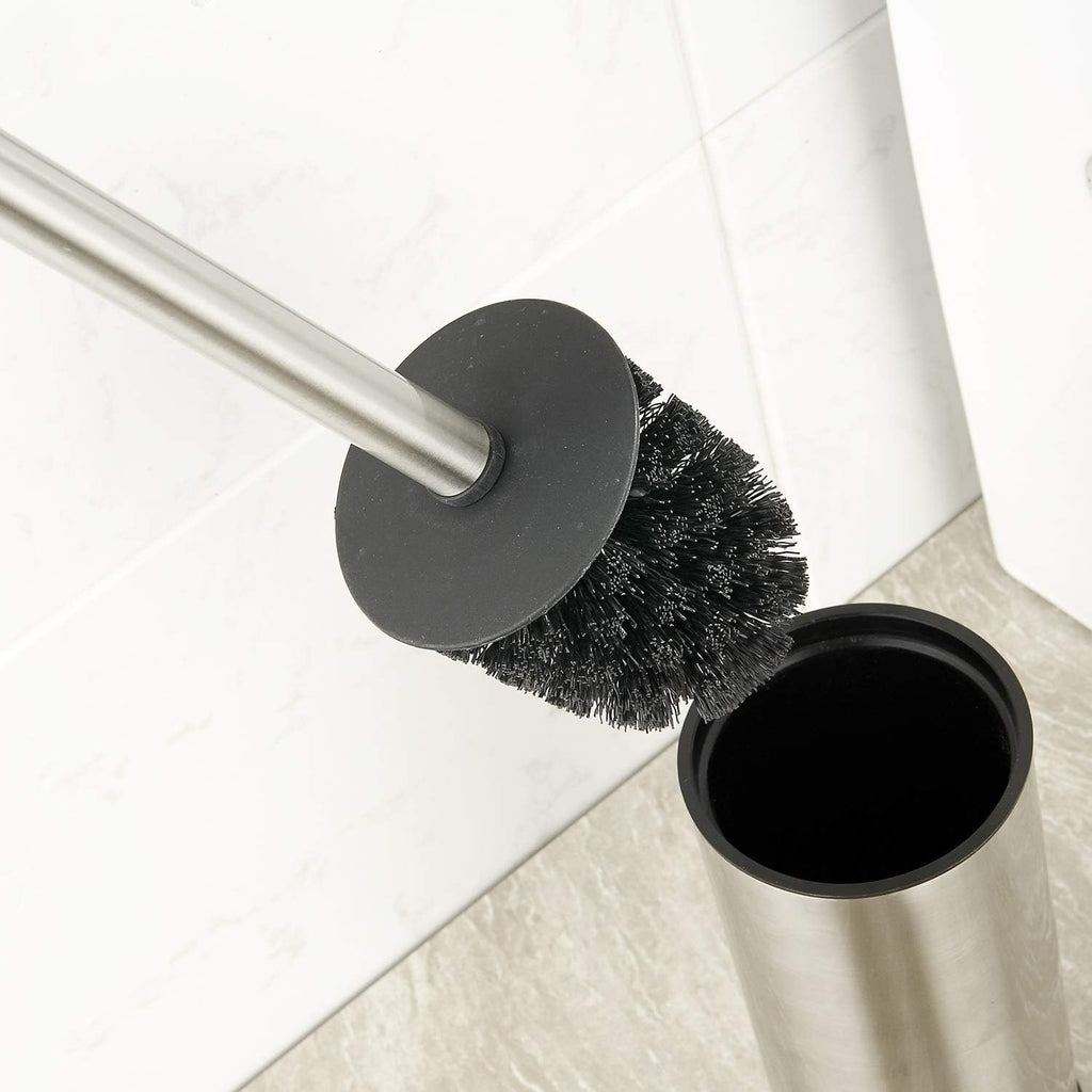 BGL Toilet Brush Holder Brushed Nickel, Stainless Steel 304 Brushed Nickel Round Freestanding