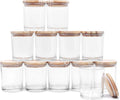 Thick Candle Jars for Making Candles 12 Pcs, 7 OZ Empty Jars with Wood Lids for Candle Making