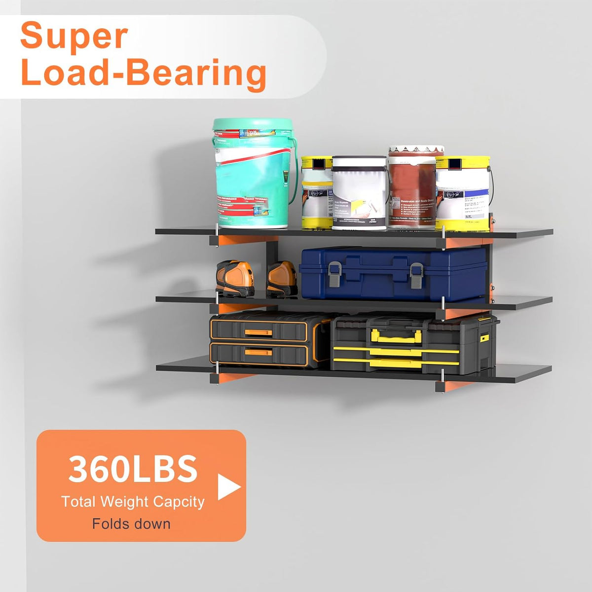 2 Pack Lumber Storage Rack, Wall Mount Wood Storage Racks, Heavy Duty 3-Level System Lumber Metal
