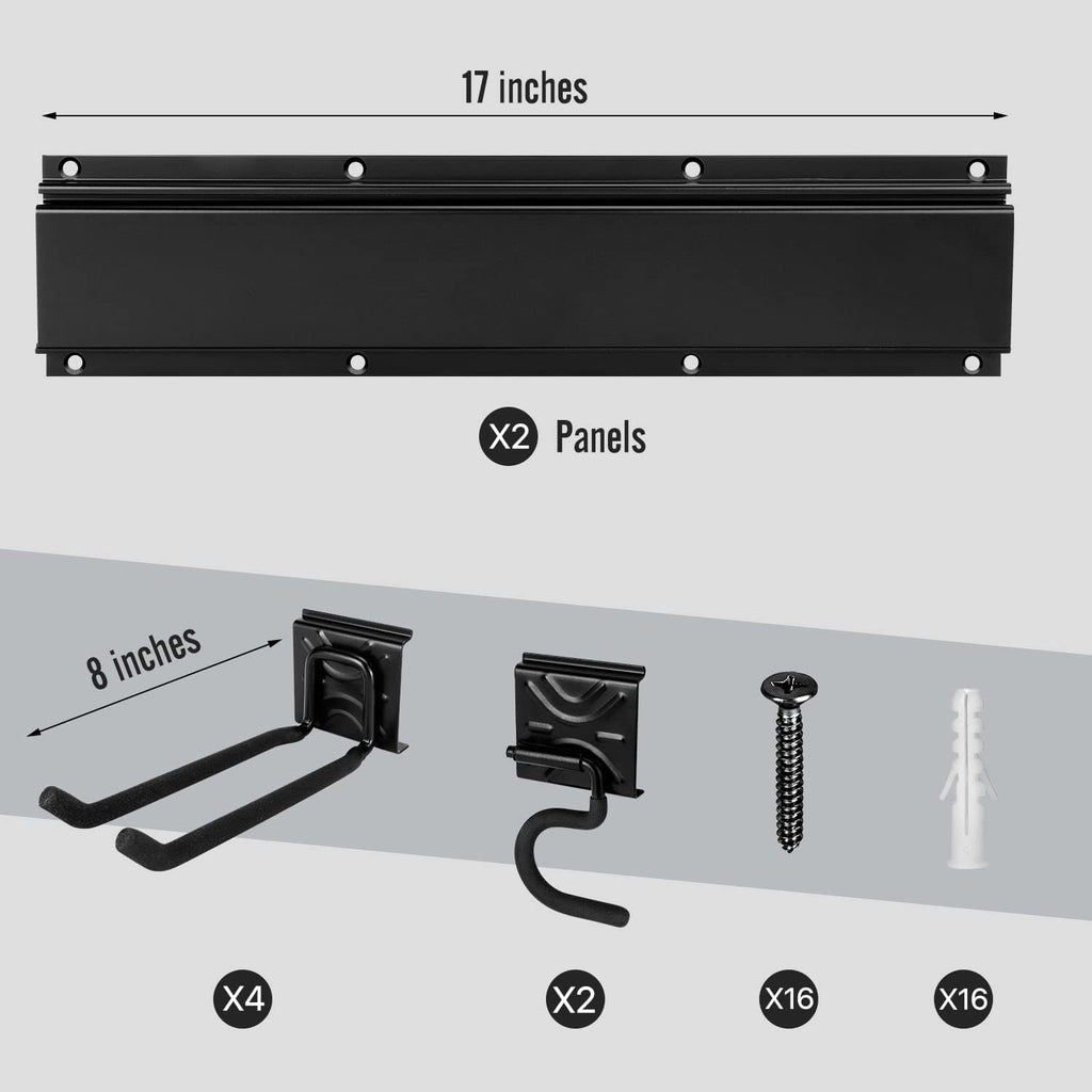 Garden Tool Storage Rack, Outdoor Power Tools Hangers for Garage Wall Organization with 6 assorted