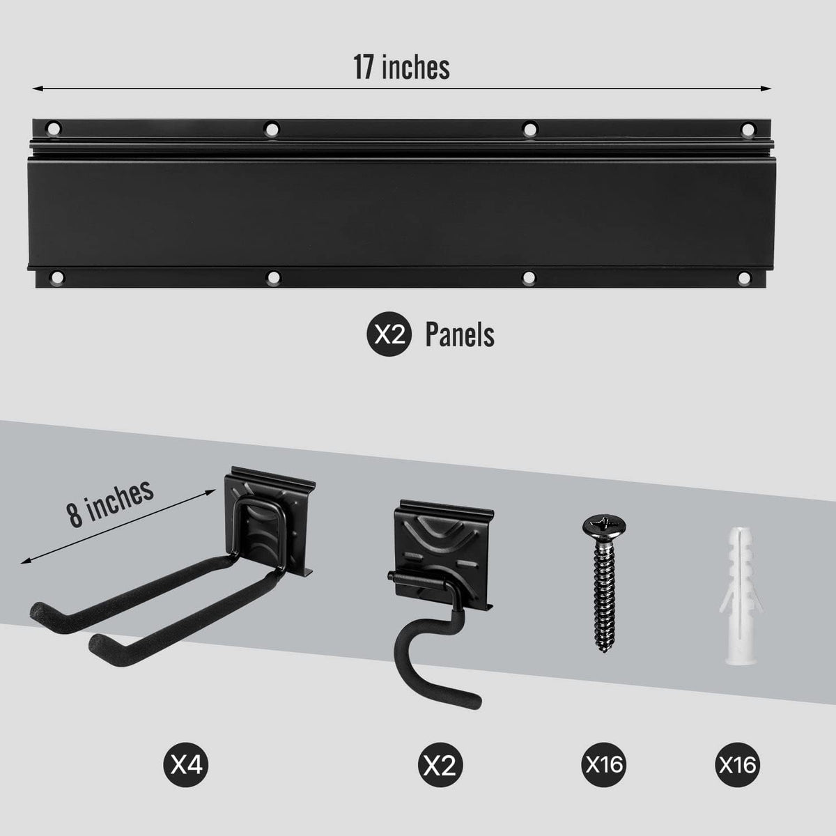 Garden Tool Storage Rack, Outdoor Power Tools Hangers for Garage Wall Organization with 6 assorted