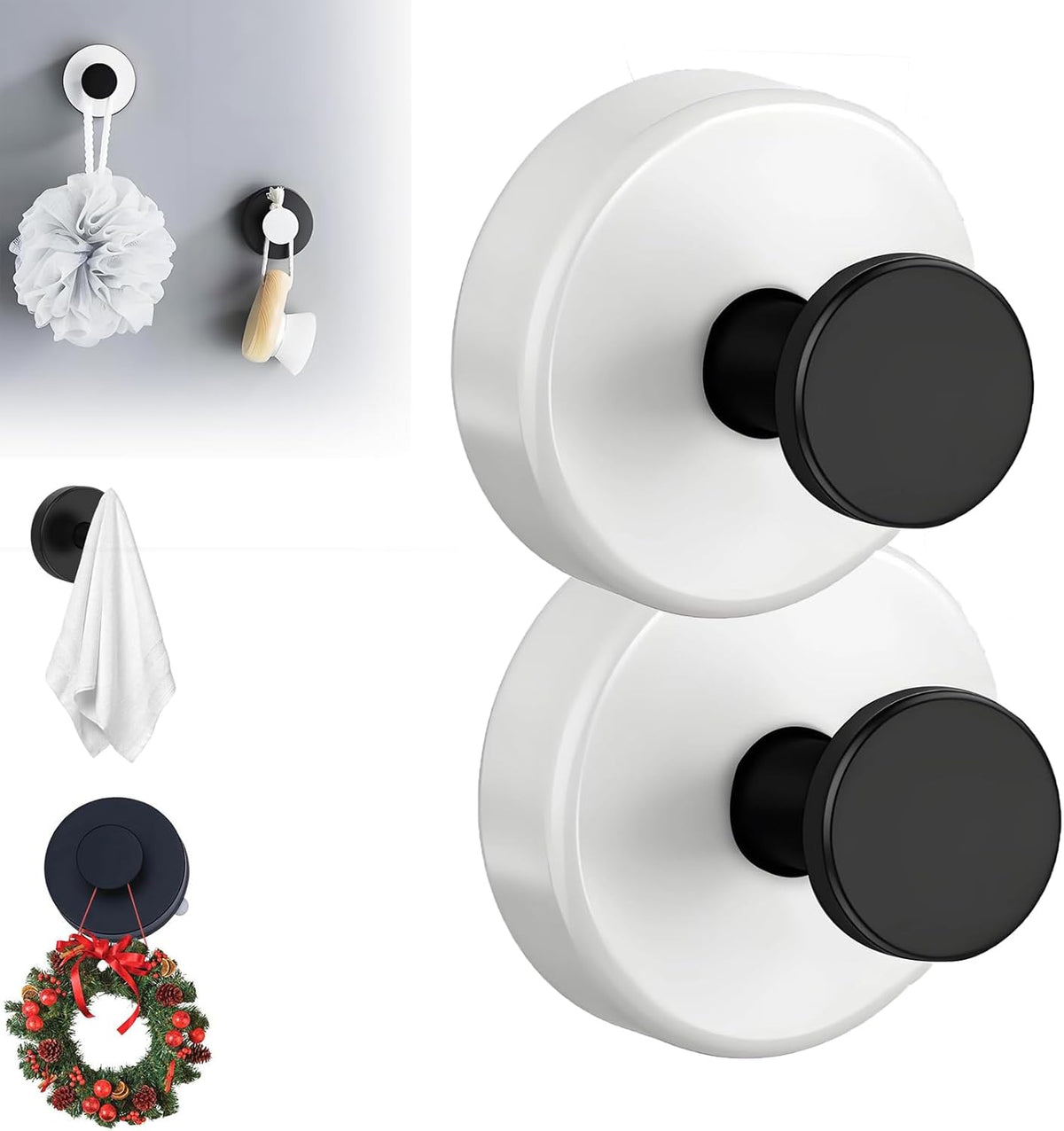 Suction Cup Hooks for Wreaths, 2025 New No Drill Suction Cup Hooks on Glass, Wreath Hanger for