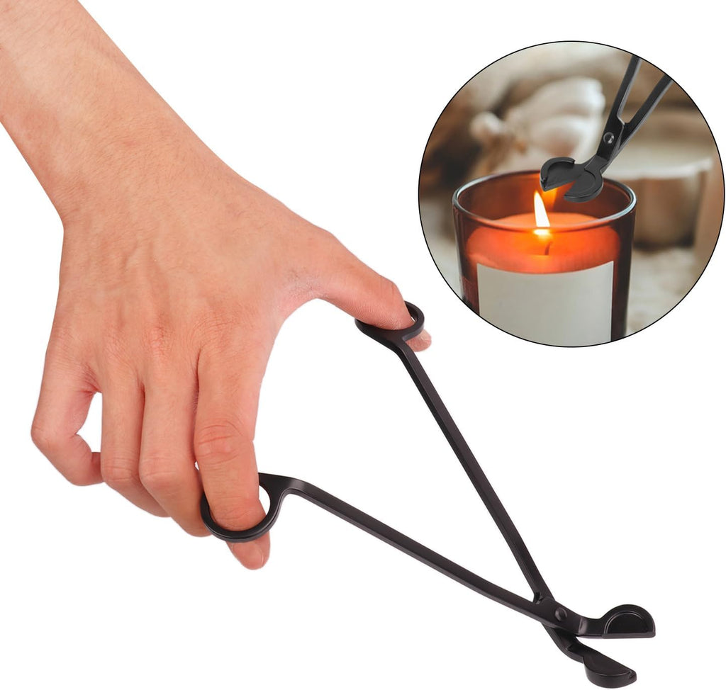 7 Piece Black Candle Wick Trimmer, Polished Wick Cutter Scissor, Premium 430 Stainless Steel Candle