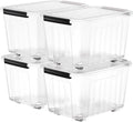 Nazhura 72 Quart Plastic Storage Bin, Stackable and Nestable Storage Boxes with Clear Lids and