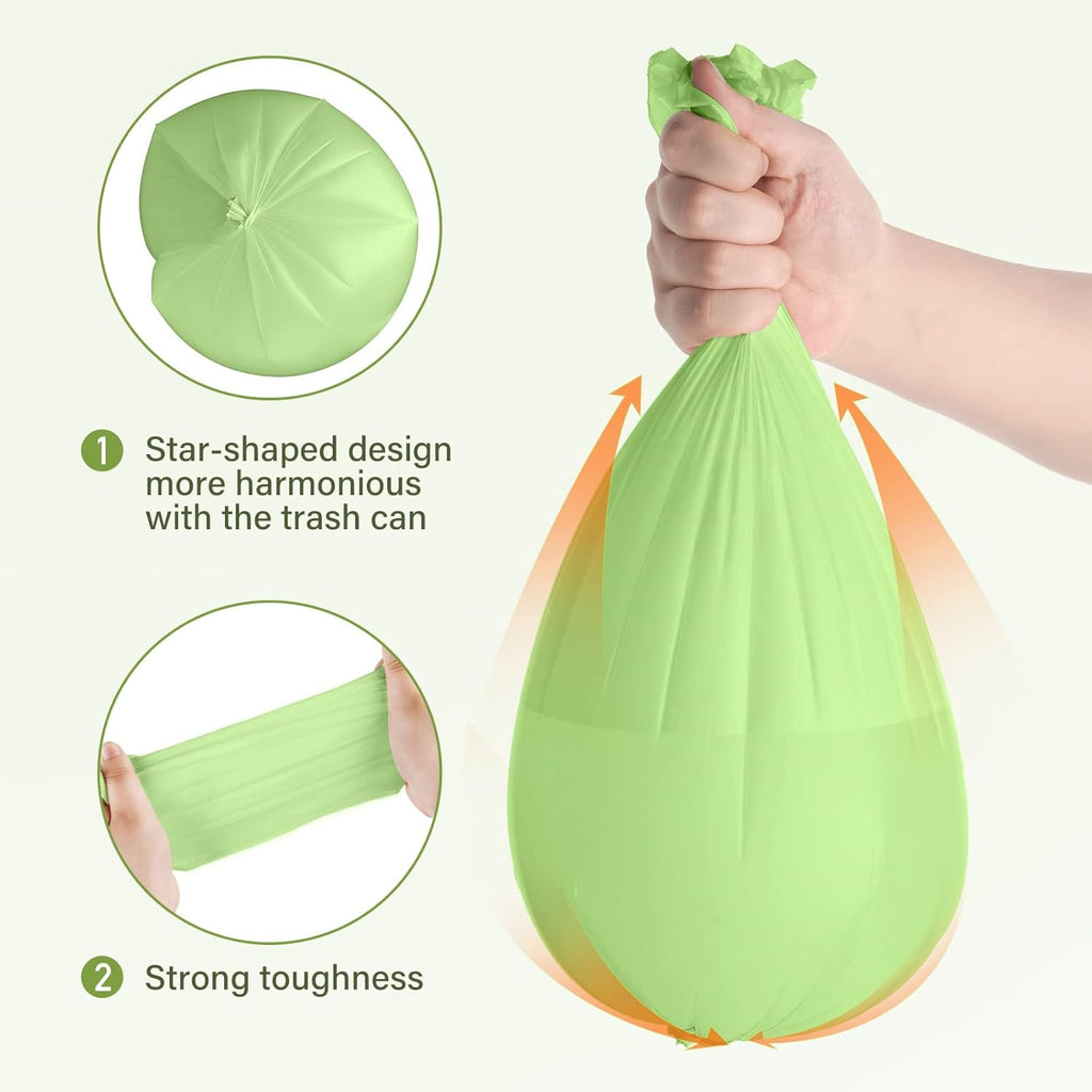 Compostable Trash Bags 2.6 Gallon 100 Counts Compost Small Garbage Bag for Kitchen Bathroom BPI
