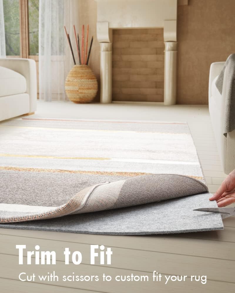 Non Slip Rug Pad Gripper - 5x7 Feet 1/8” Extra Thick Felt Under Rug for Area Rugs and Hardwood