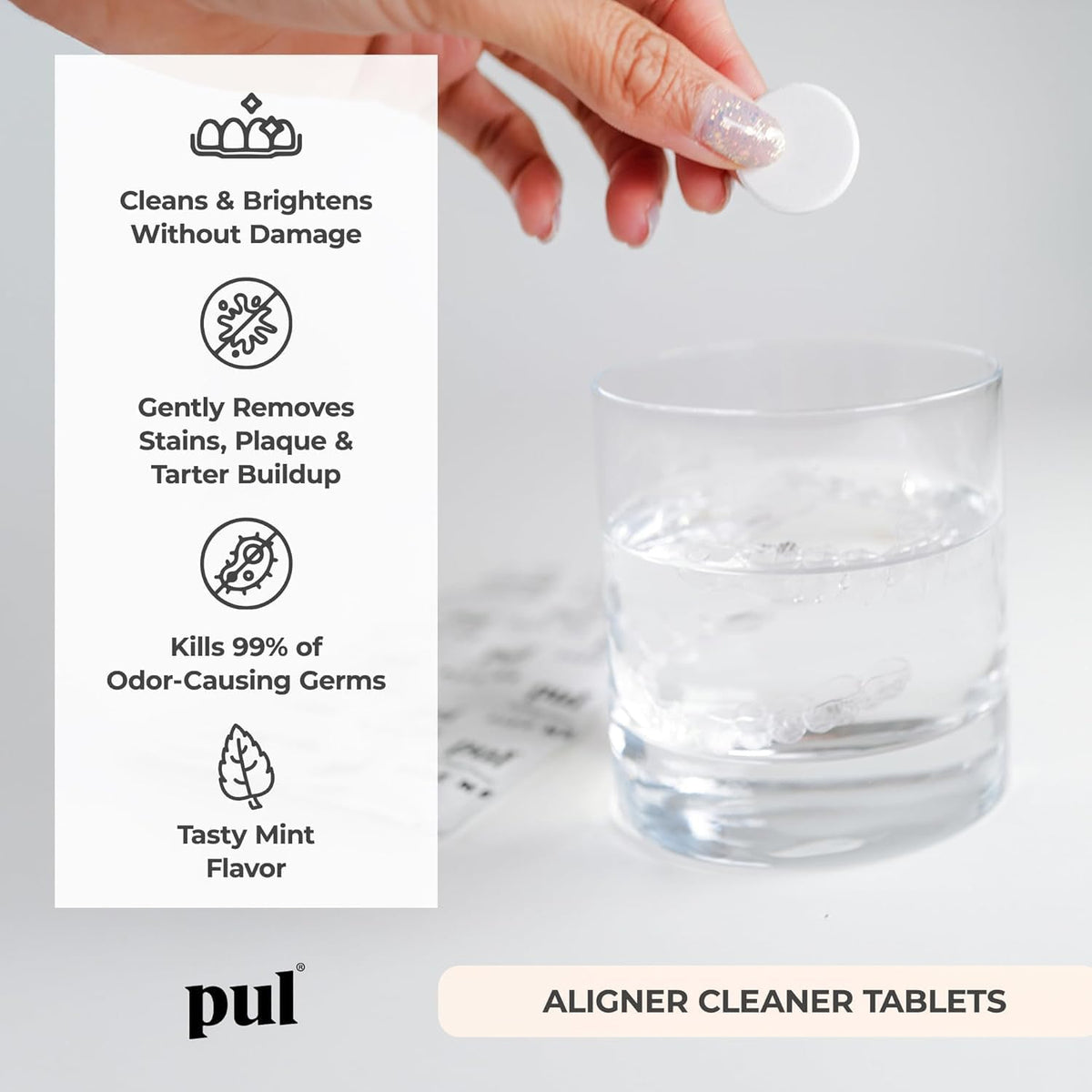 PUL Aligner Cleaner Tablets (Pack of 30) – For Cleaning Invisalign, All Clear Aligners & Retainers