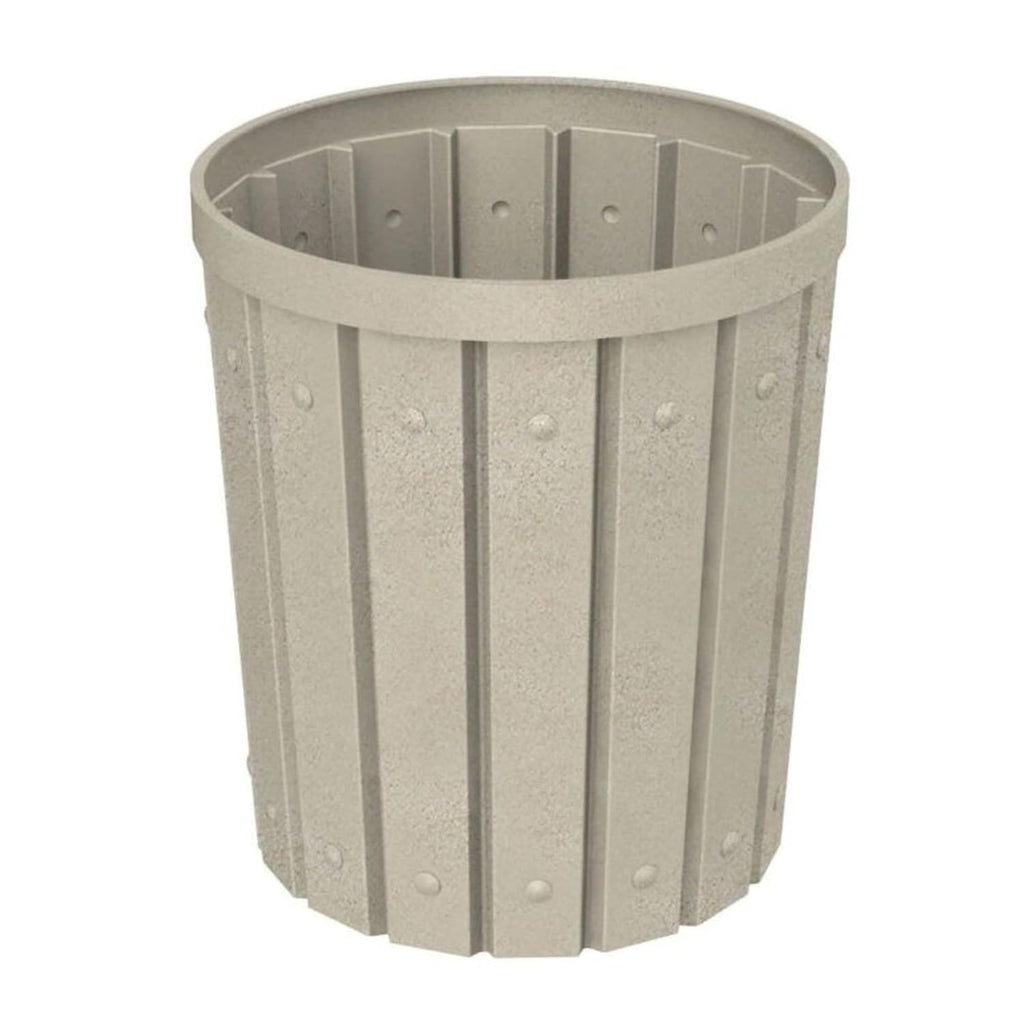 42 Gallon Slated Circle 100% Recycled Plastic Commercial Outdoor or Indoor Trash Can with Push Open