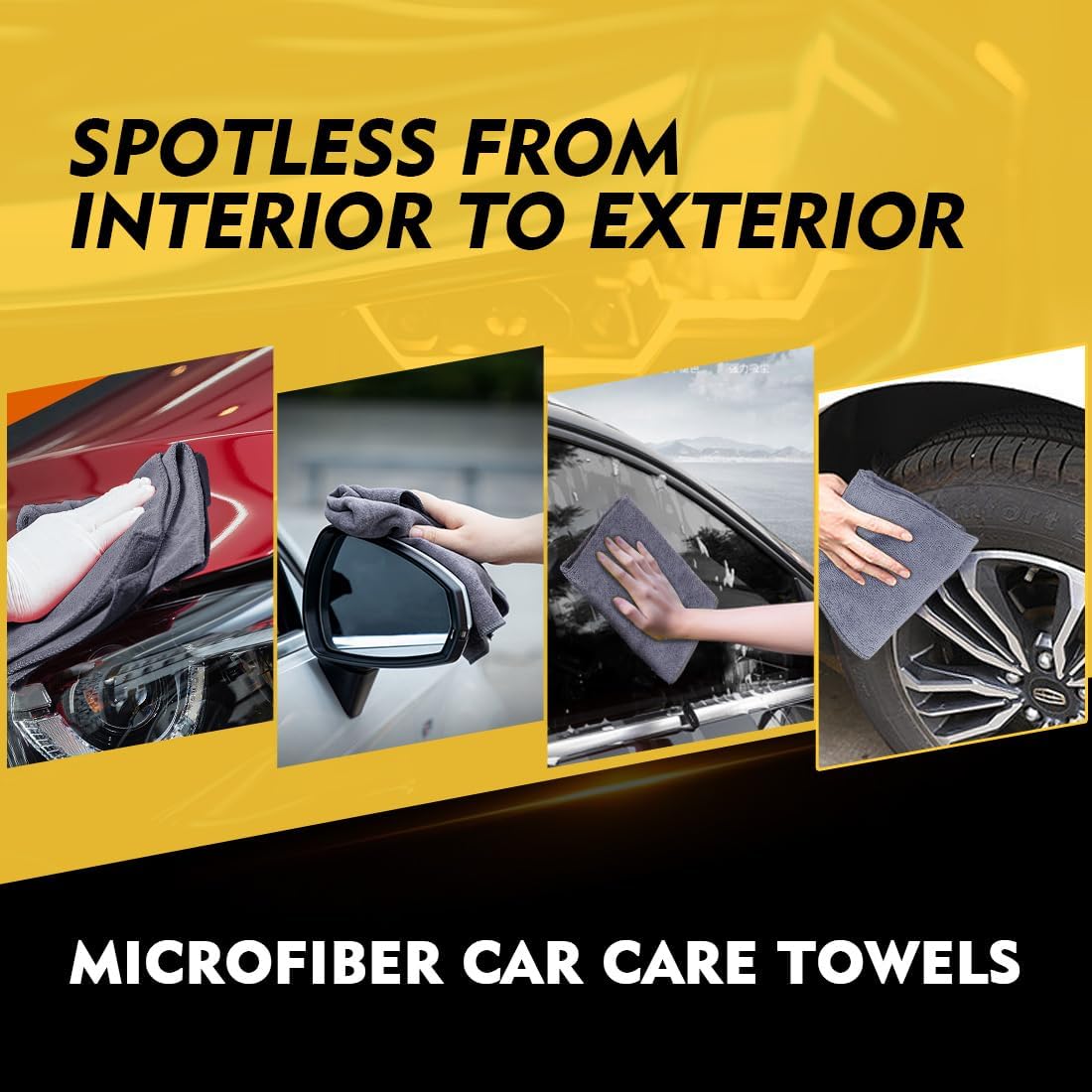HOMEXCEL Grey Microfiber Cleaning Cloth 6 Pack, 12.5 x 12.5 inch Microfiber Towels for Cars, Ultra