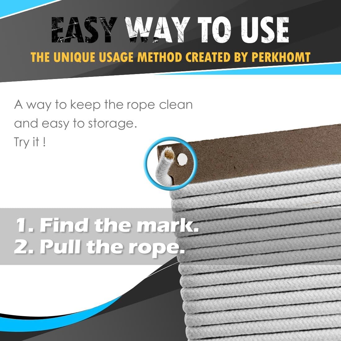 PerkHomy Cotton Rope 3/16" (5mm) 50 ft Multi Purpose Utility Diamond Braided Cord, Natural Cotton