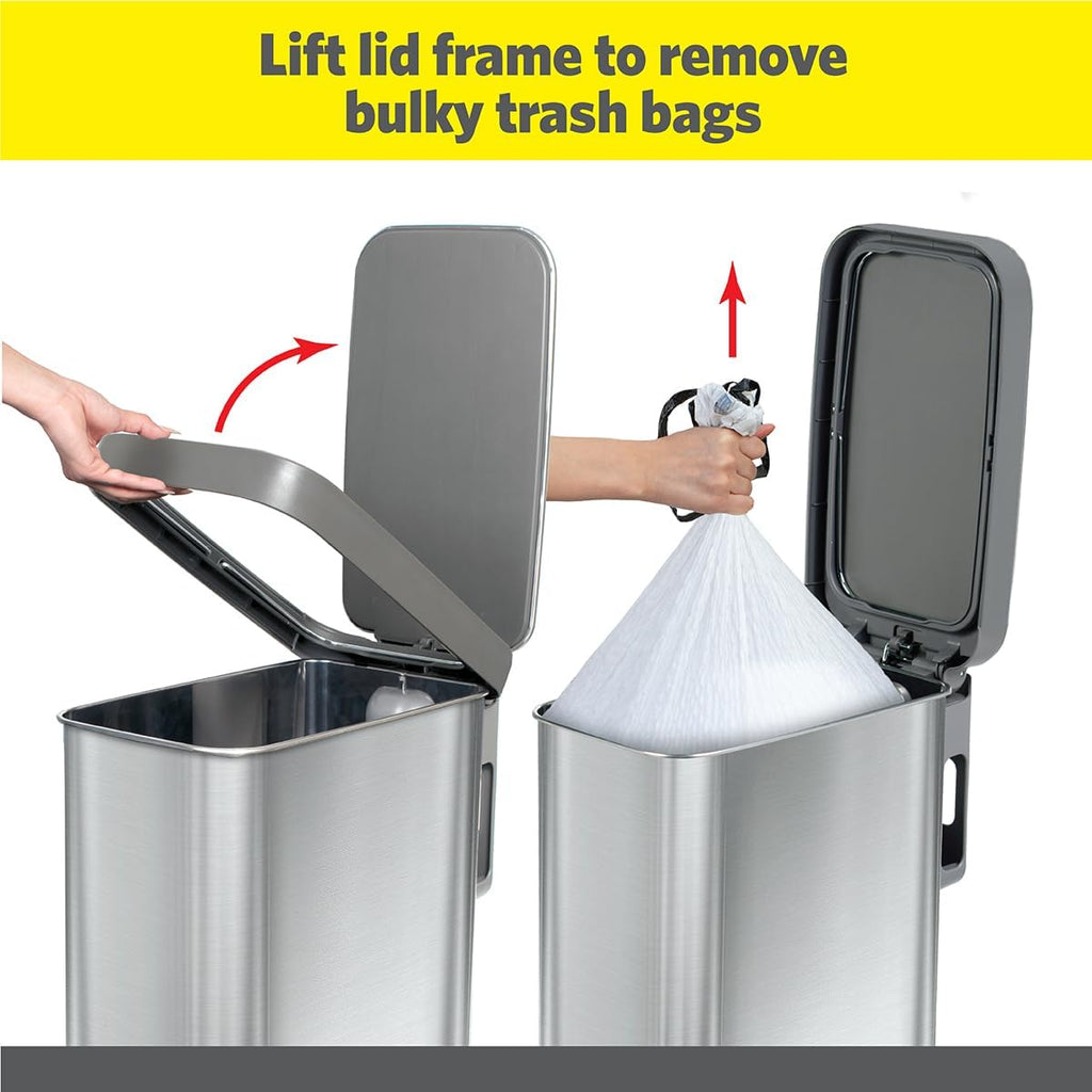 Glad Slim Trash Can with Clorox Odor Protection - Narrow Kitchen Garbage Bin with Soft Close Lid
