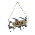 SRIWATANA Mail Organizer Wall Mount, 5 Key Hooks, Small, Carbonized Black