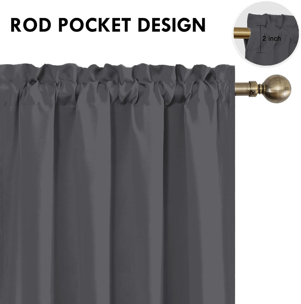 DWCN Blackout Curtains for Bedroom 63 Inch Length 2 Panels Set, Solid Thermal Insulated Energy