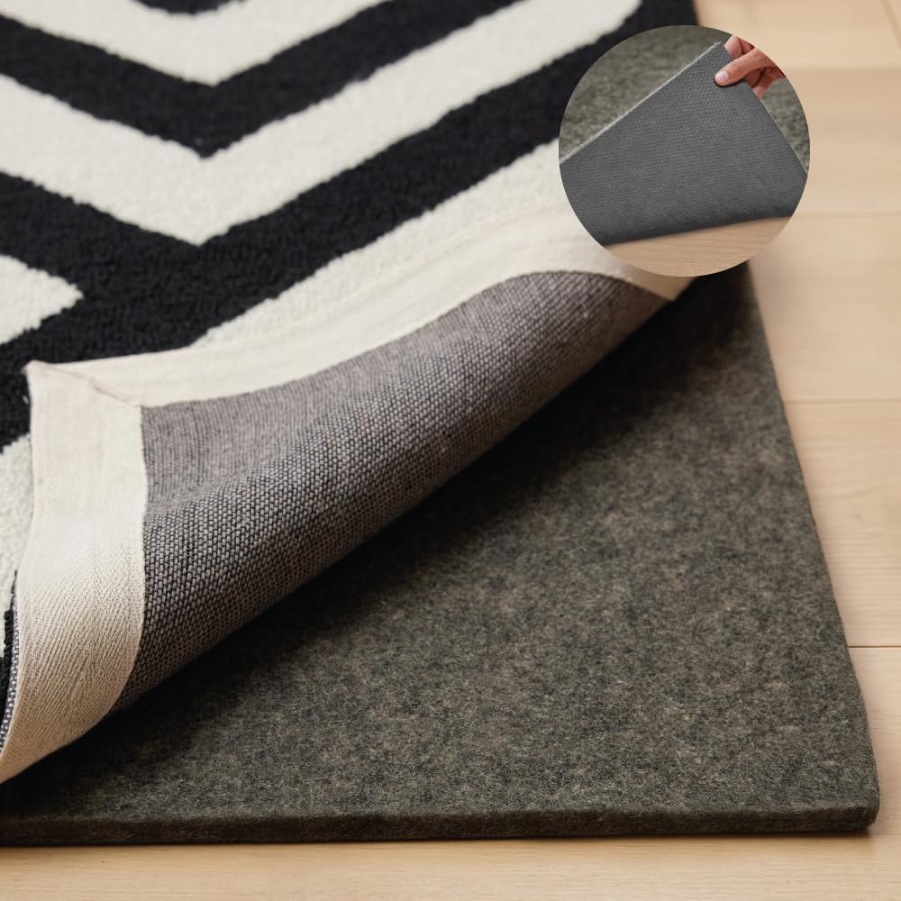 GORILLA GRIP Felt and Natural Rubber Stay in Place Slip Resistant Rug Pad, 1/4in Thick, 8x2 FT