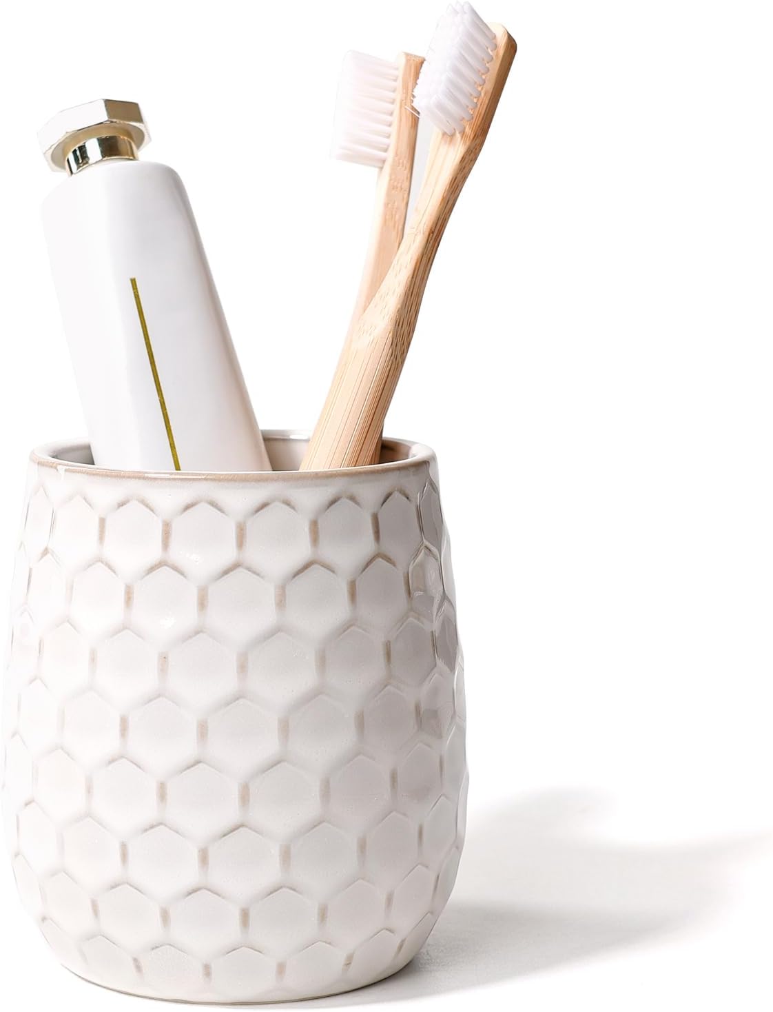 Toothbrush Holder, Tooth Brush Holder for Bathroom - Ceramic Toothbrush Cup White Toothbrush