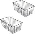 16inch Freezer Wire Storage Organizer Baskets, Household Refrigerator Bin with Built-in Handles for