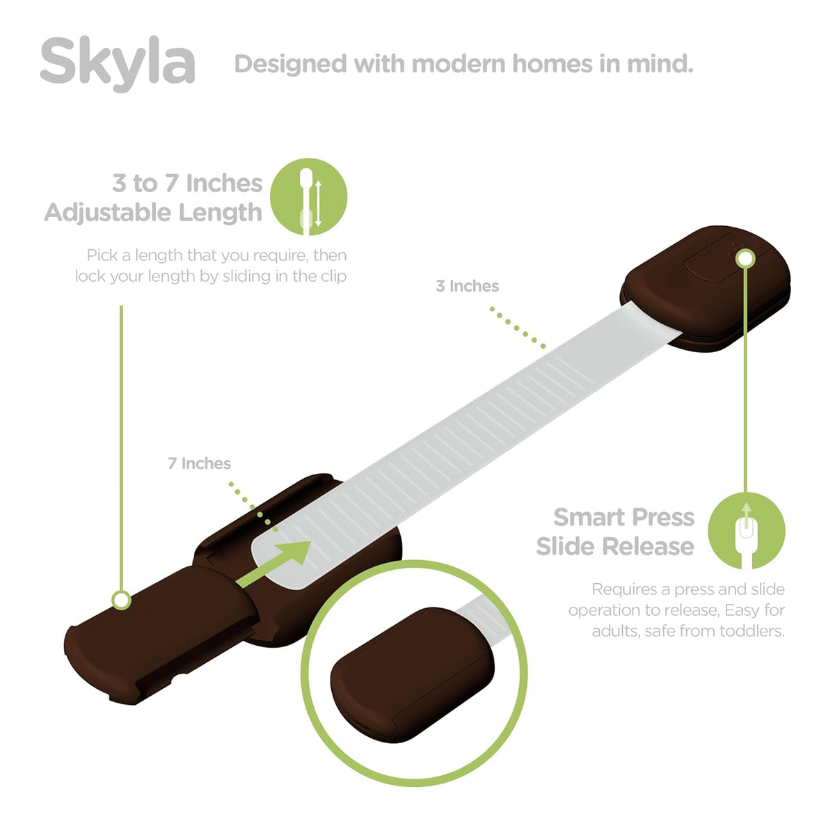 SKYLA HOMES Baby Locks (8-Pack) Child Safety Cabinet Proofing - Safe Quick and Easy 3M Adhesive