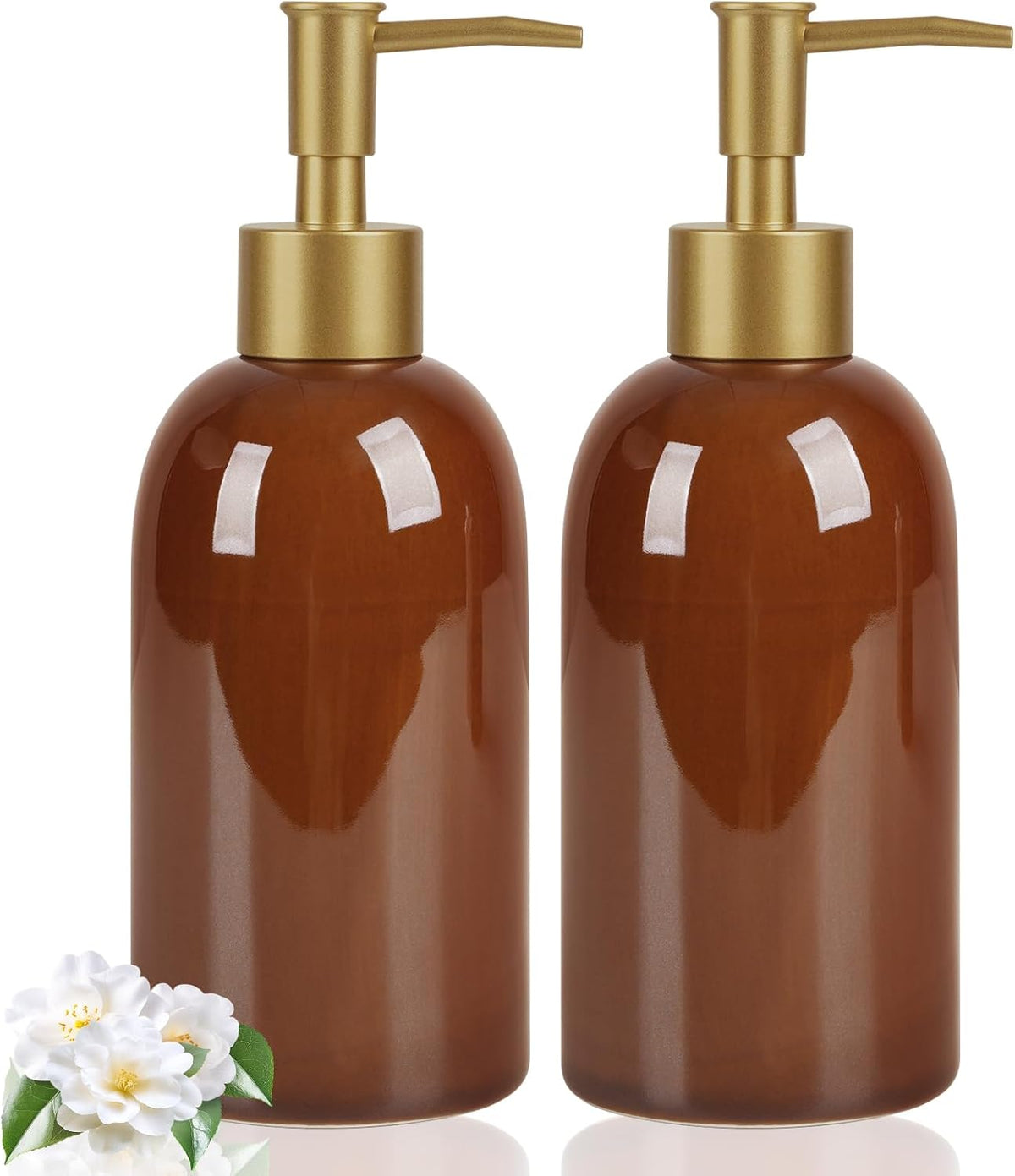 Natheeph 14OZ Ceramic Soap Dispenser Ceramic Soap Pump Dispenser Can Fill Liquid for