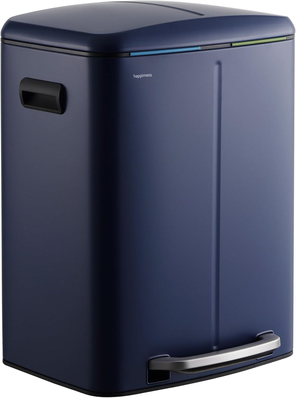 happimess HPM1005J Marco Rectangular 10.6-Gallon Double Bucket Trash Can with Soft-Close Lid, Denim