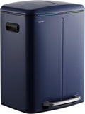 happimess HPM1005J Marco Rectangular 10.6-Gallon Double Bucket Trash Can with Soft-Close Lid, Denim