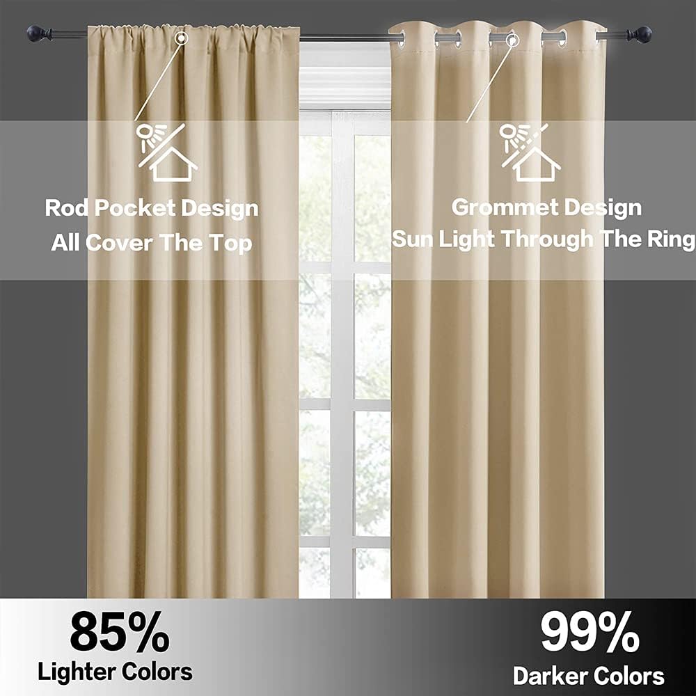 RYB HOME Small Curtains for Kitchen Window - Blackout Privacy Portable Curtain Set for Bedroom