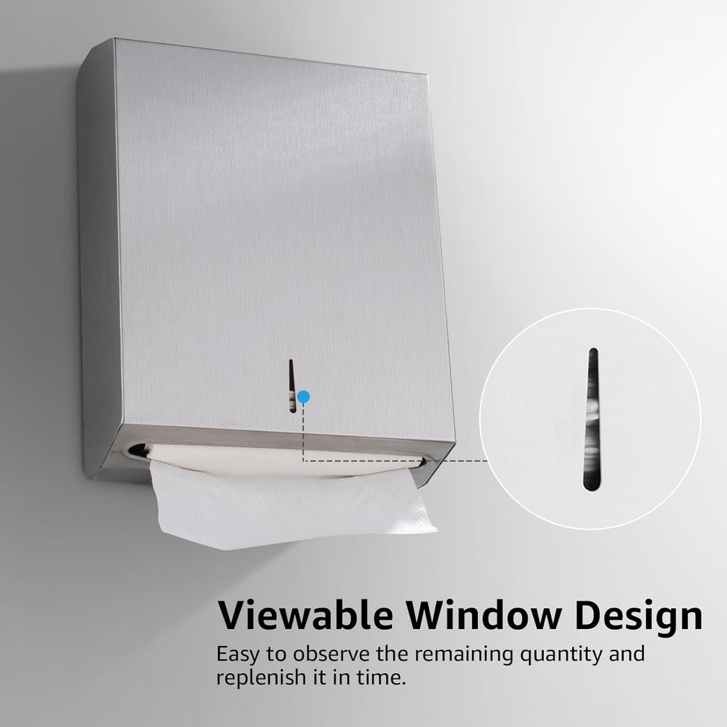 Paper Towel Dispenser Wall Mount - Multifold Trifold Paper Towel Dispensers, Large Capacity