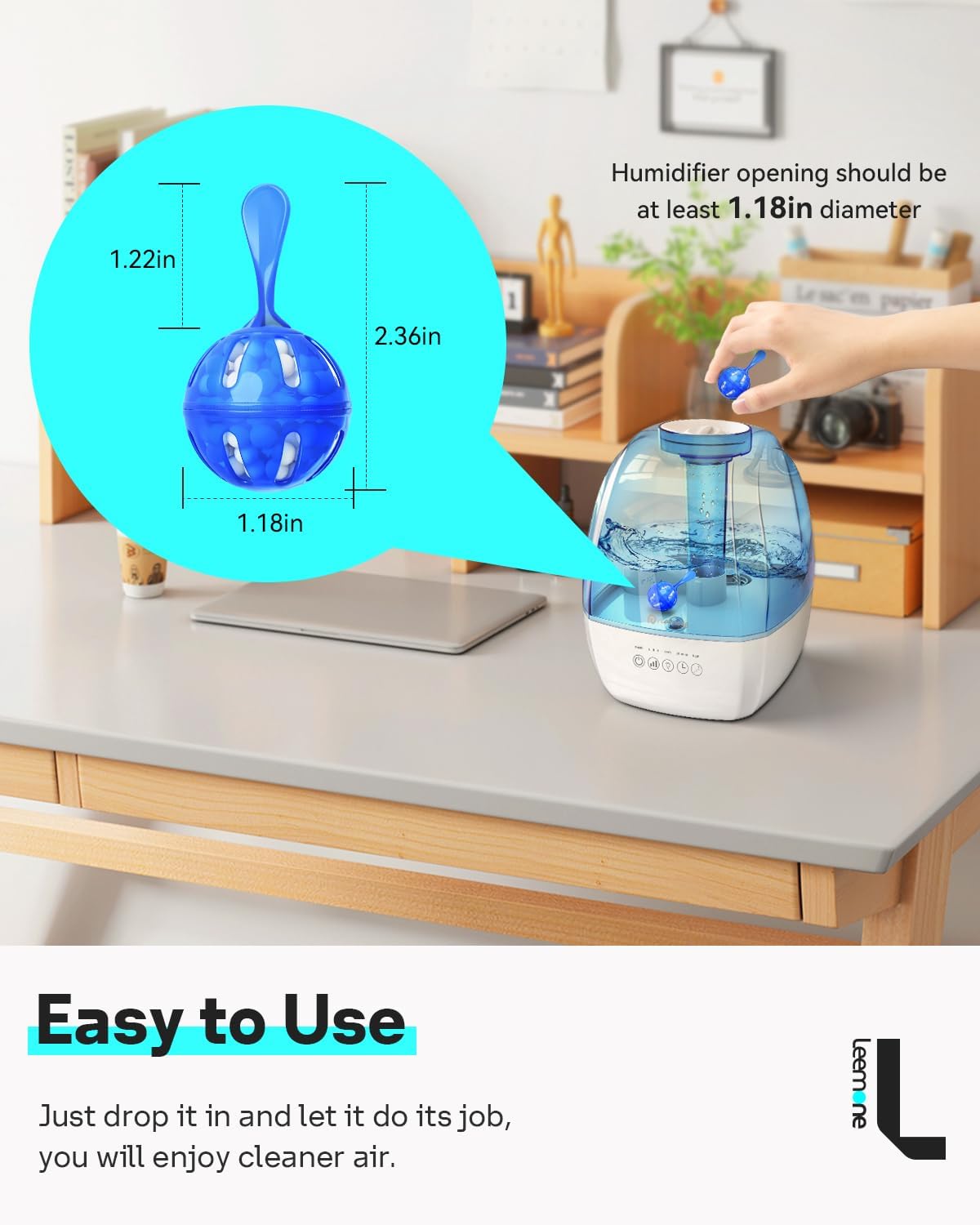 Leemone Humidifier Cleaner 6 Pack, Demineralization Cleaning Ball, Works in All humidifiers and