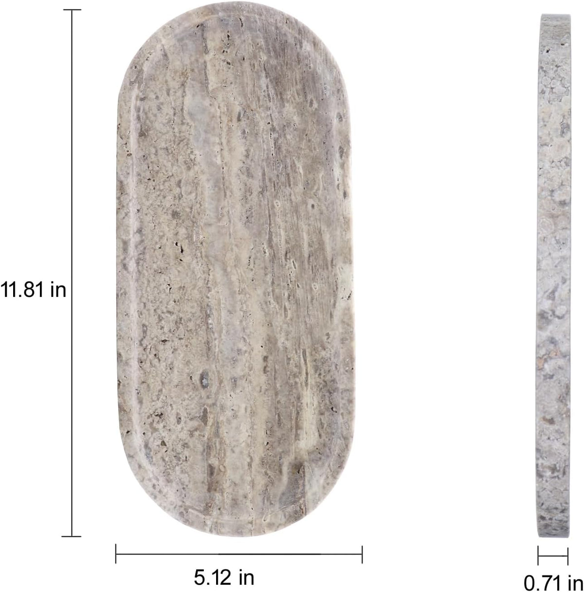 Natural Marble Tray, Oval Vanity Decorative Tray for Bathroom Counter, Countertop Stone Organizer