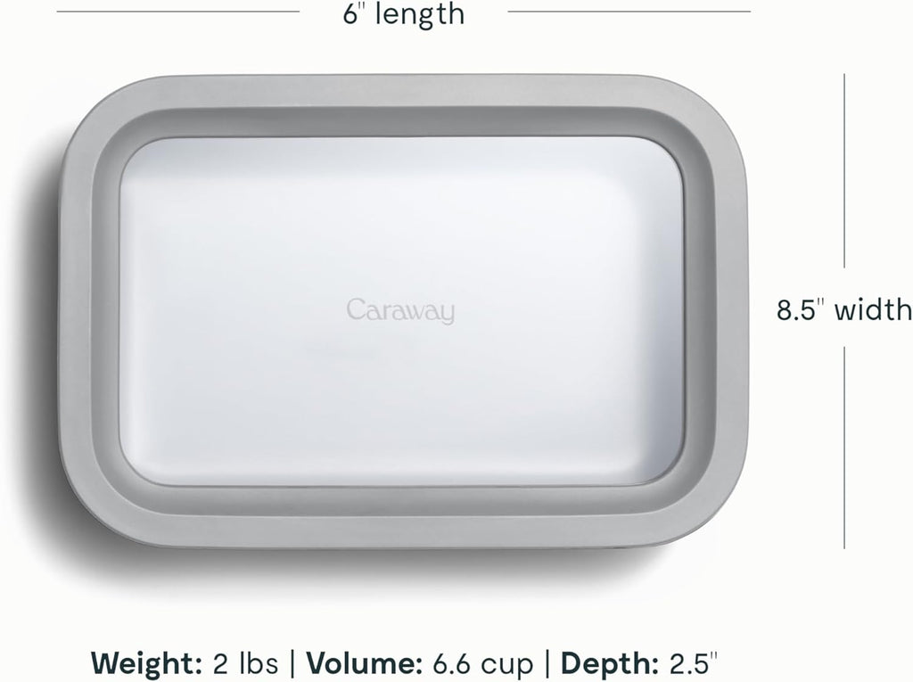 Caraway 2pc Glass Food Storage Set - 6.6 Cup Food Containers (2) - Ceramic Coated - Non Toxic, Non
