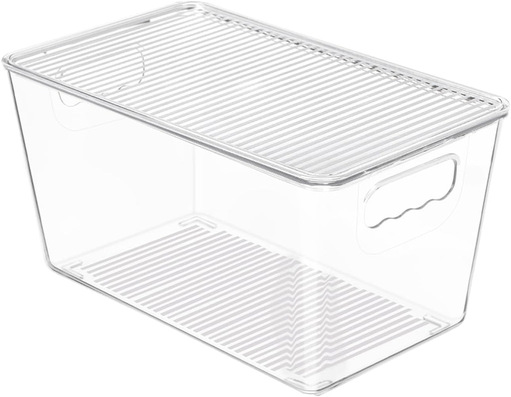 Vtopmart 1 Pack Clear Stackable Storage Bins with Lids, Medium Plastic Containers with Handle for
