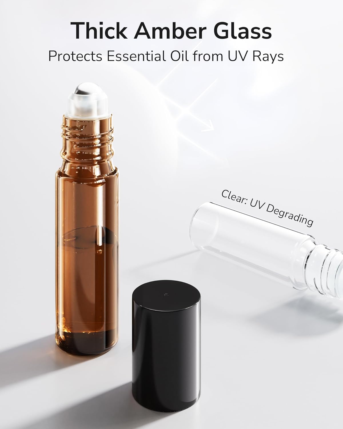 ULG 24-Pack Essential Oil Roller Bottles 10ml, Empty Bottles with Stainless Steel Roller Balls and