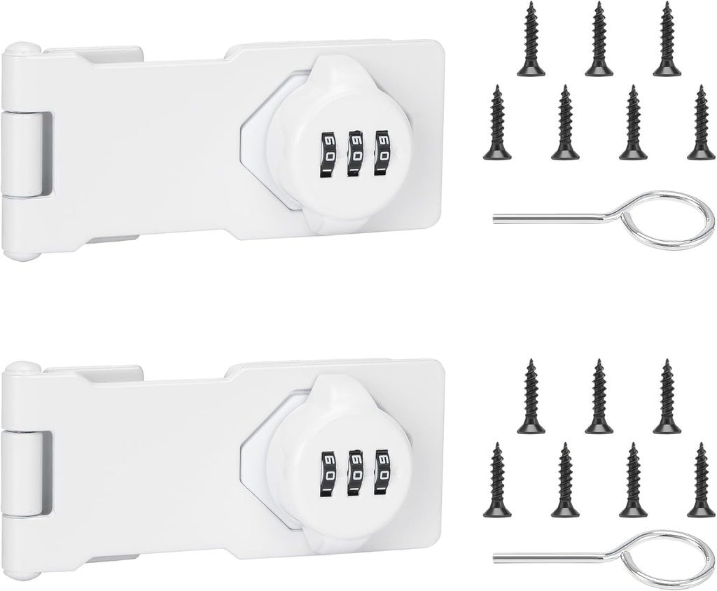 Keyless Cabinet Lock with Combination Code - 3-Digit Password Hasp Latch Lock for Drawers, Bifold