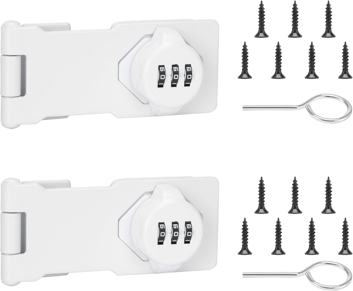 Keyless Cabinet Lock with Combination Code - 3-Digit Password Hasp Latch Lock for Drawers, Bifold