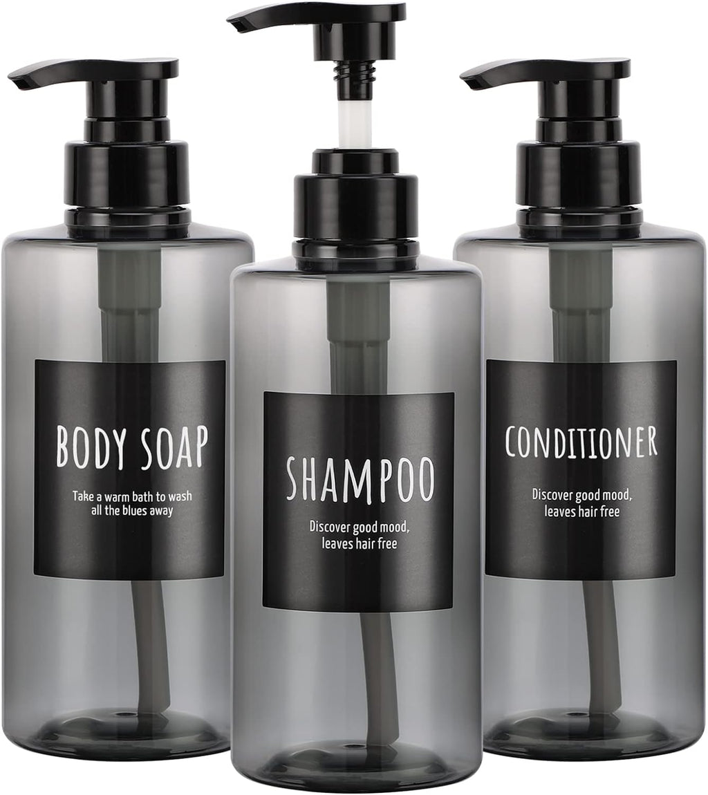 Refillable Shampoo Bottles, Segbeauty 16.9oz Shampoo Dispenser, 3pcs 500ml Empty Plastic Pump