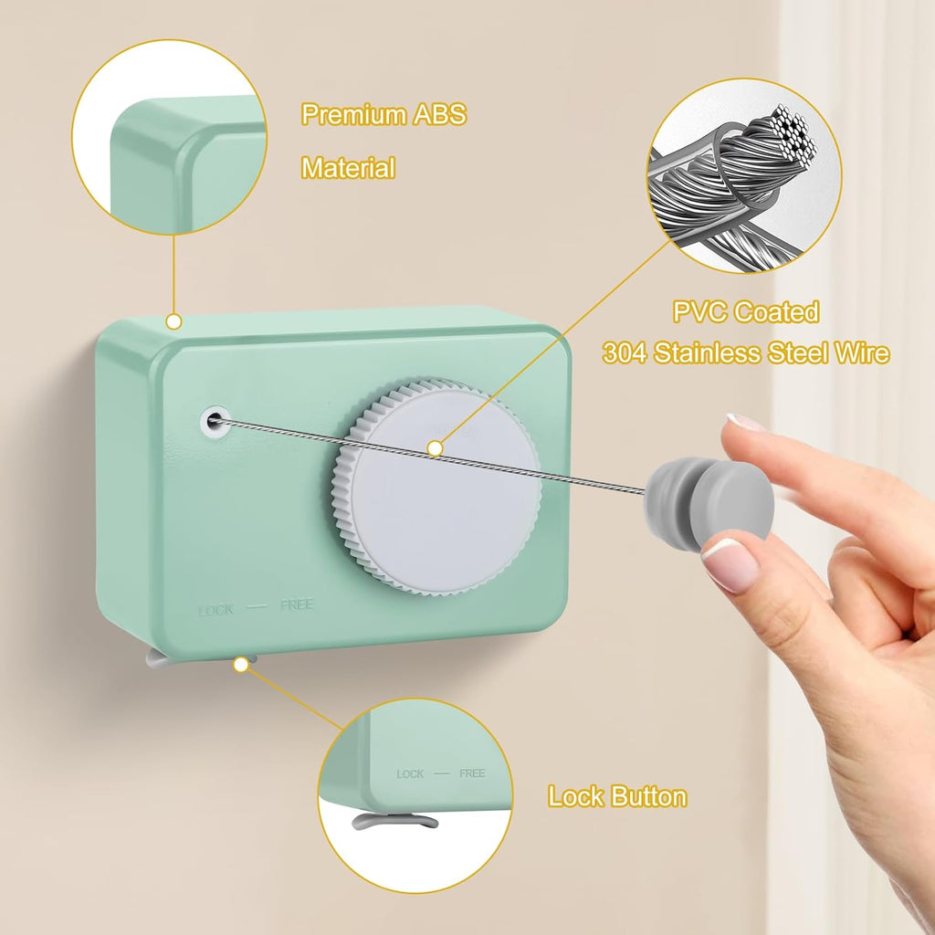 Retractable Clothesline Indoor/Outdoor, Anti-Sag for Drying Clothes Line Retracting Indoor/Outdoor